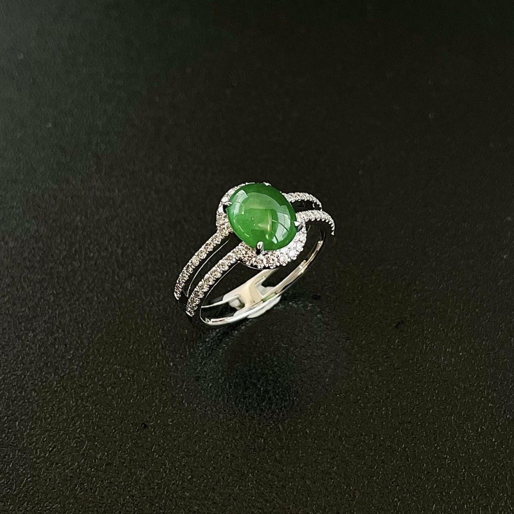 Ice-translucent full-green egg-face jadeite ring-ZROLMA(JZ2024920001)