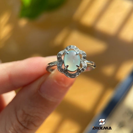 Natural A-Grade Jade Silver Inlaid Ring - ZROLMA