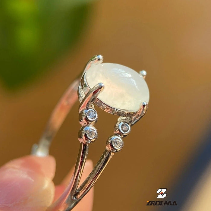 Natural Grade A Jade Silver Inlaid Ring - ZROLMA