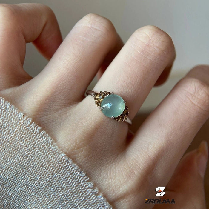 Natural Grade A Jade Ice Silver Ring - ZROLMA
