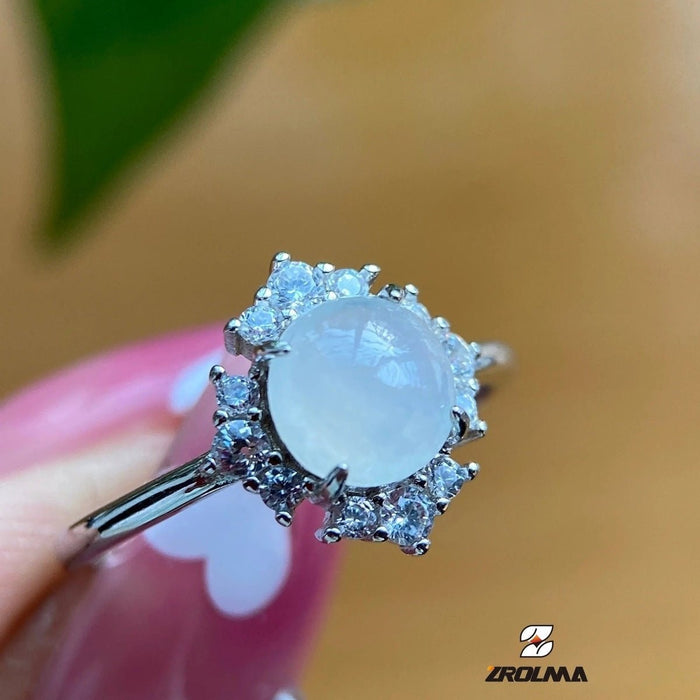 Natural Grade A Jade Ice Silver Ring - ZROLMA