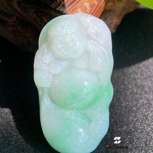 Natural grade A jadeite, hand-carved Buddha pendant- 9E21D4DF6 - ZROLMA