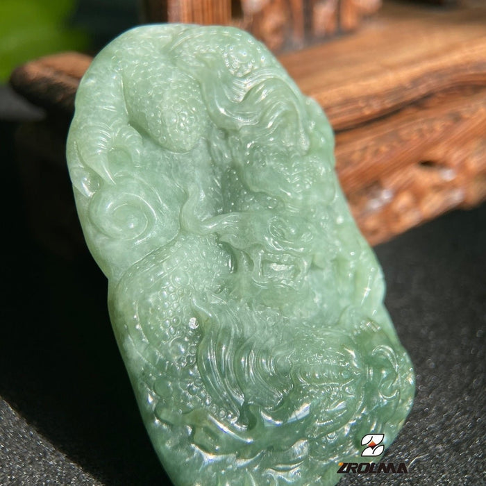 Natural Burmese A-Grade Jade Dragon Pendant - ZROLMA