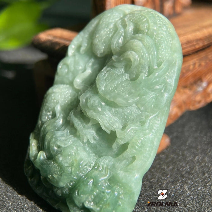 Natural Burmese A-Grade Jade Dragon Pendant - ZROLMA