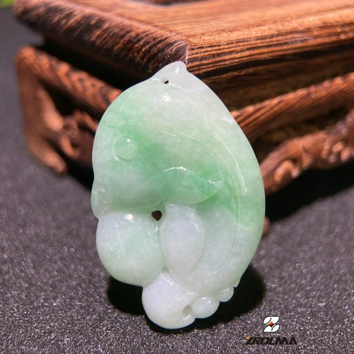 Natural grade A jade hand-carved dolphin pendant - ZROLMA