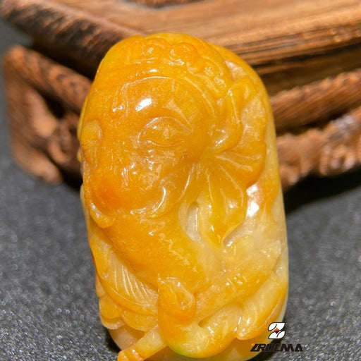 Burmese A-Grade Yellow Jade Elephant God Pendant - ZROLMA
