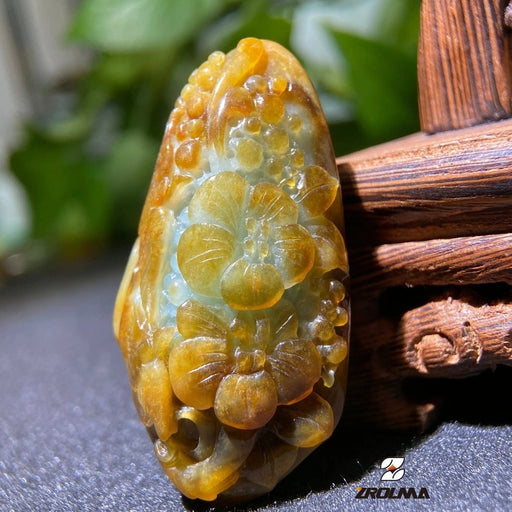Hand-carved Flower and Bird Jadeite Pendants - ZROLMA