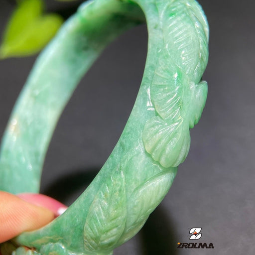 Grade A Jadeite Green Floral Bracelet Set - ZROLMA