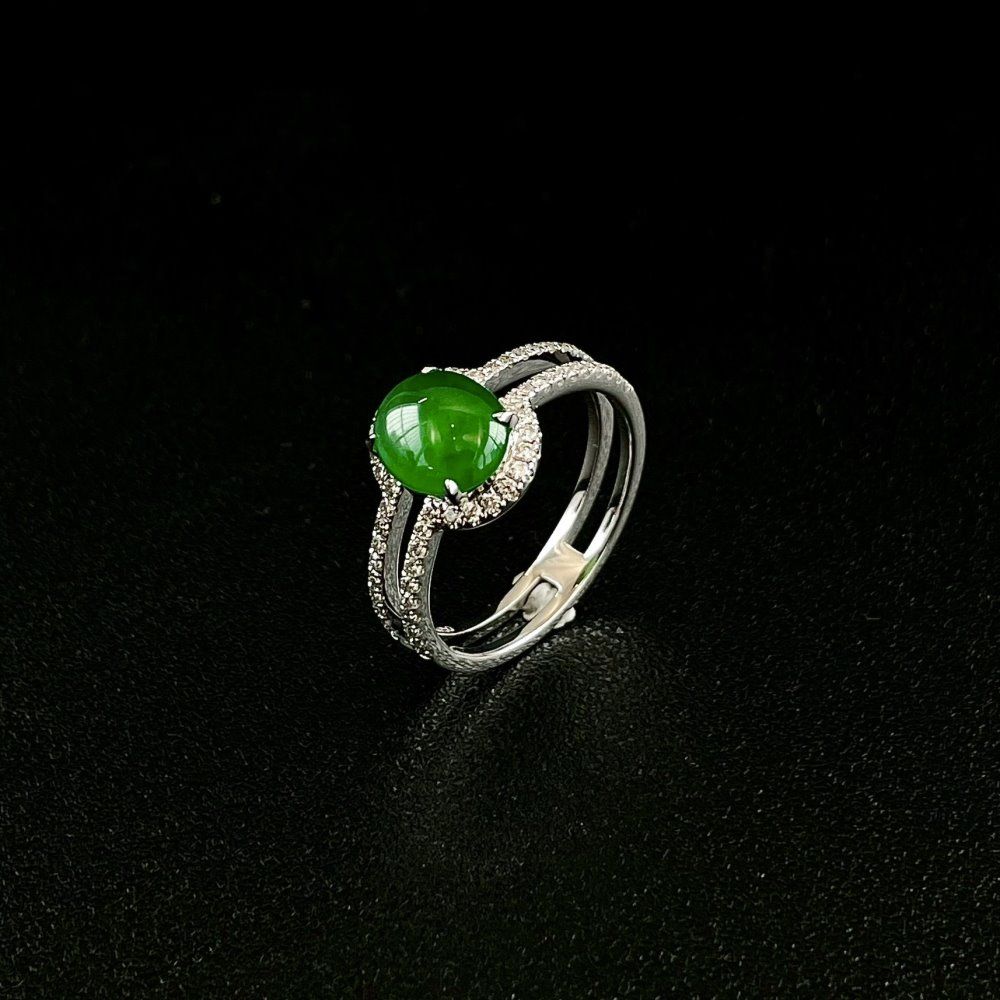 Ice-translucent full-green egg-face jadeite ring-ZROLMA(JZ2024920001)