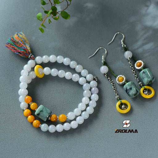 Grade A Jade Earrings and Bracelet Set-1990407 - ZROLMA