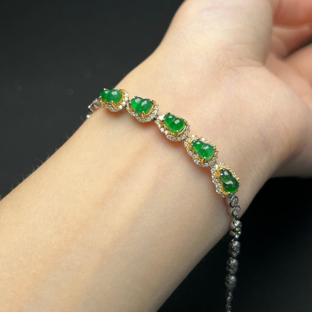 Pulsera de calabaza de jade helado verde esmeralda - ZROLMA (SC2024925001)