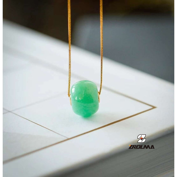 Green Jade Bead 18K Gold Pendant - YYZB20009910 - ZROLMA